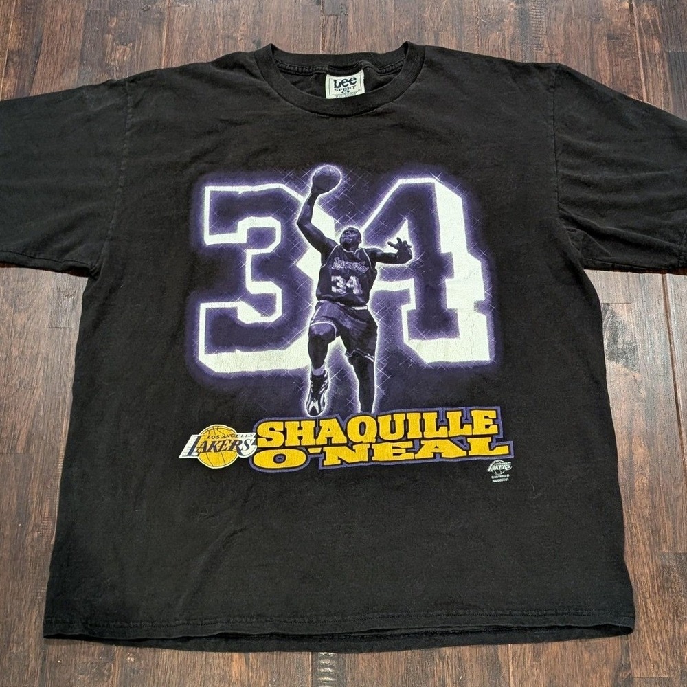 Vintage 90s Lee Los‎ Angeles Lakers Shaquille O'Neal #34 T-Shirt Mens XL NBA Tee